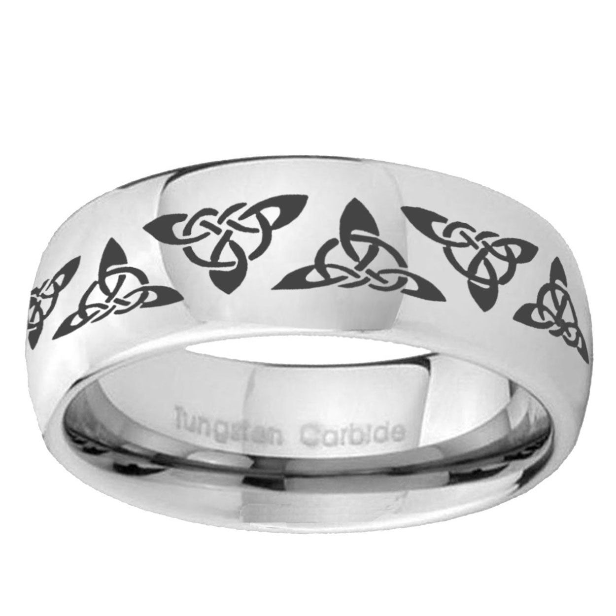 5MM Celtic Knot Dome Polish Silver Tungsten Promise Ring