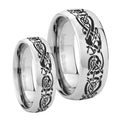 Celtic Knot Dragon Mirror Dome Tungsten Promise Ring Set