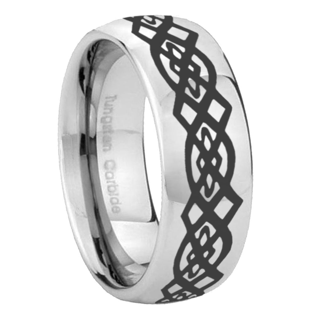 10mm Celtic Knot Mirror Dome Tungsten Carbide Wedding Engagement Ring