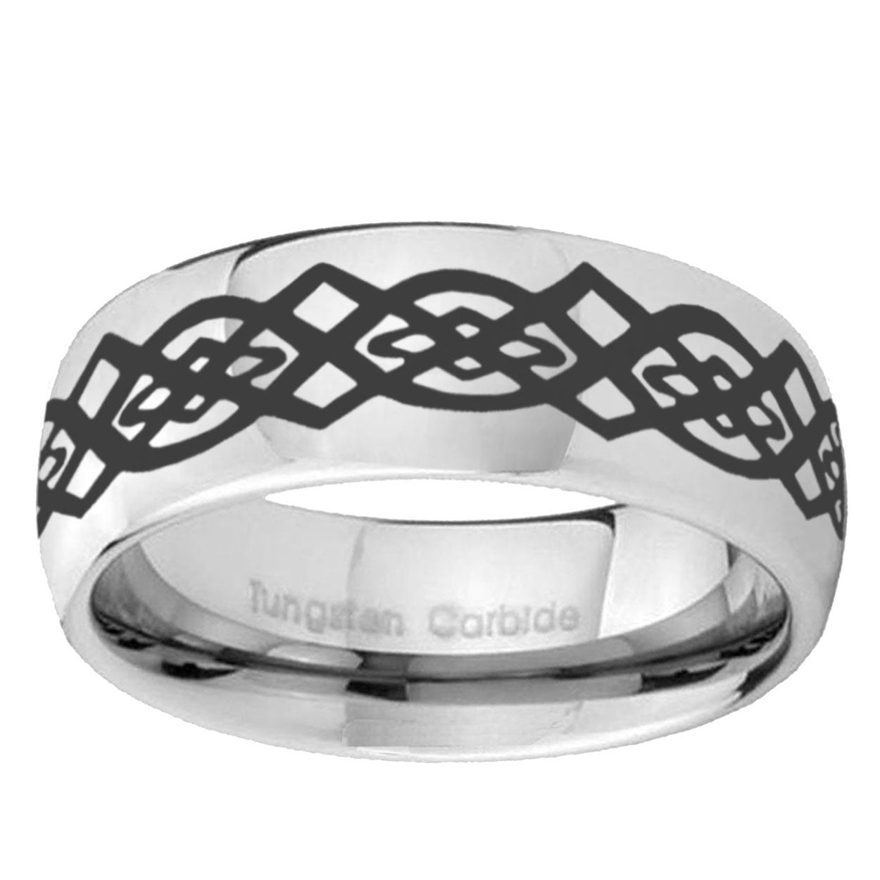 5MM Celtic Knot Dome Polish Silver Tungsten Band For Men