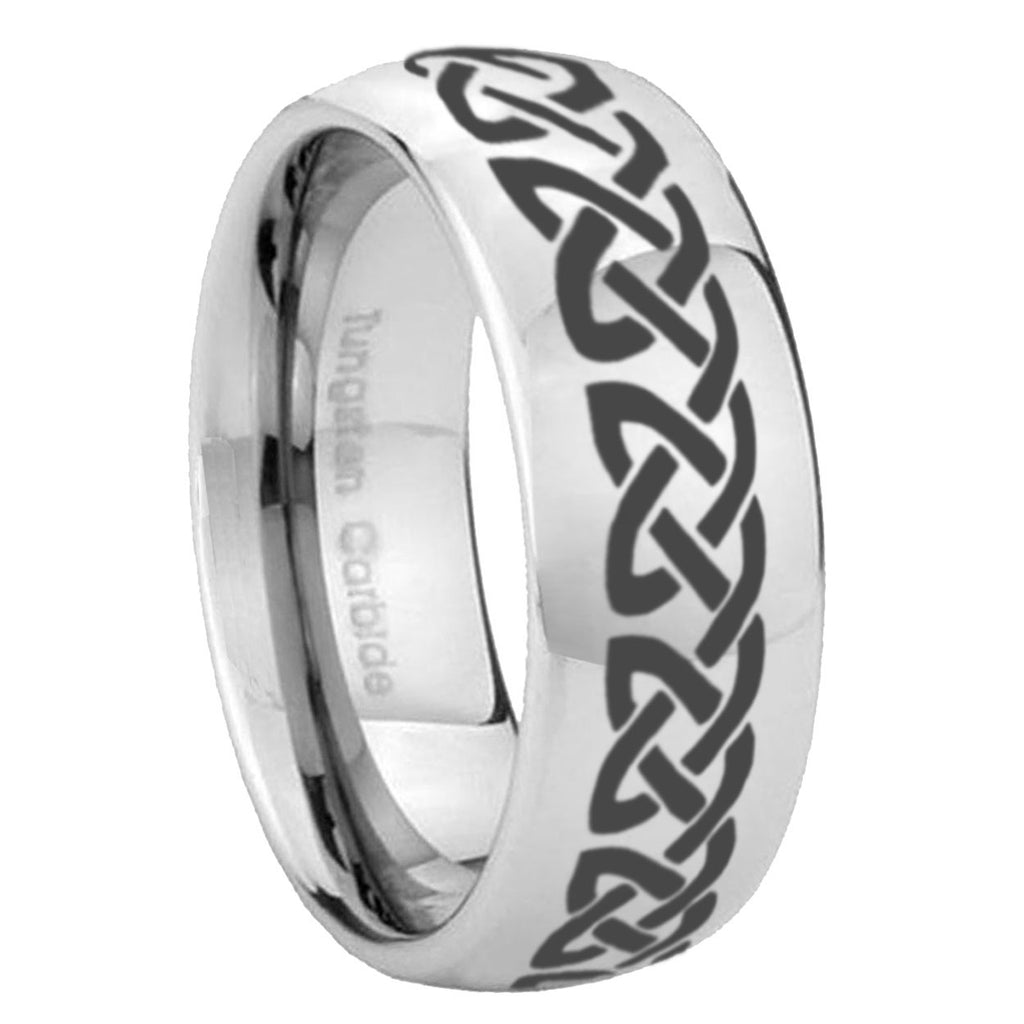 10mm Celtic Knot Love Mirror Dome Tungsten Carbide Men's Promise Rings