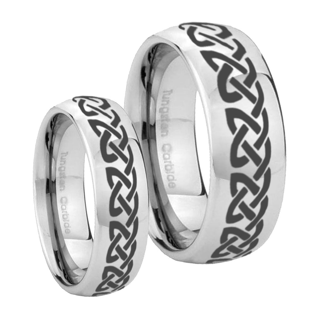 Celtic Knot Love Mirror Dome Tungsten His and Hers