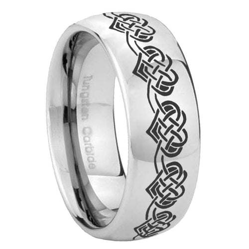10mm Celtic Knot Heart Mirror Dome Tungsten Carbide Men's Promise Rings
