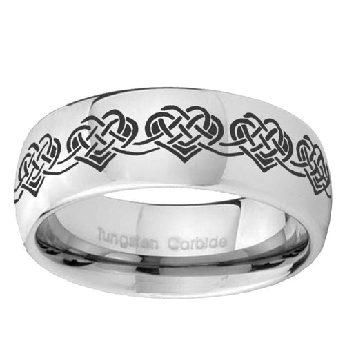 10mm Celtic Knot Heart Mirror Dome Tungsten Ring