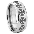 8MM Medieval Cross Dome Polish Silver Tungsten Wedding Band For Men