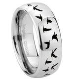 10mm-Flying-Geese-Hunting-Mirror-Dome-Tungsten-Carbide-Men's-Promise-Rings