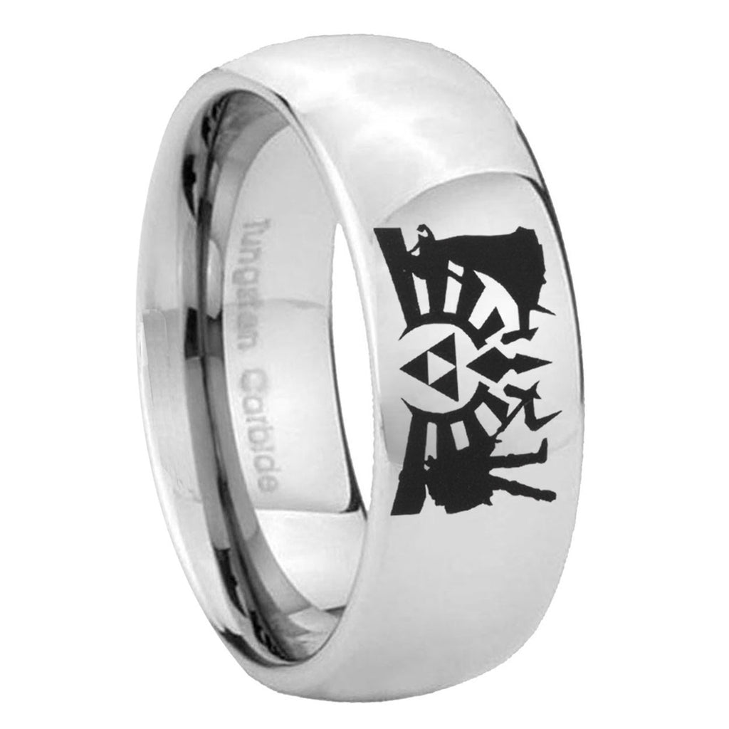 8MM Zelda Link Dome Polish Silver Tungsten Wedding Band