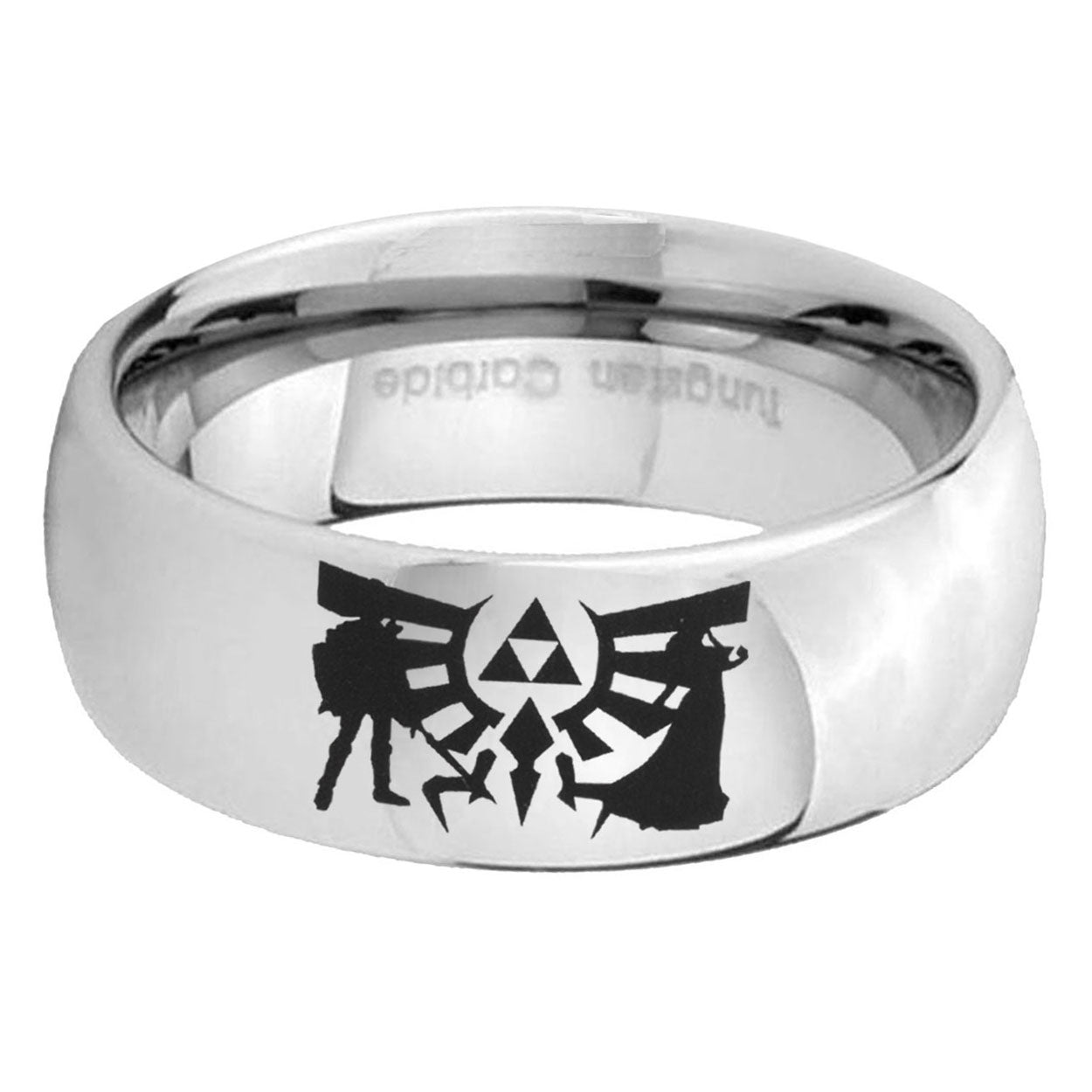 5MM Zelda Link Dome Polish Silver Tungsten Wedding Band