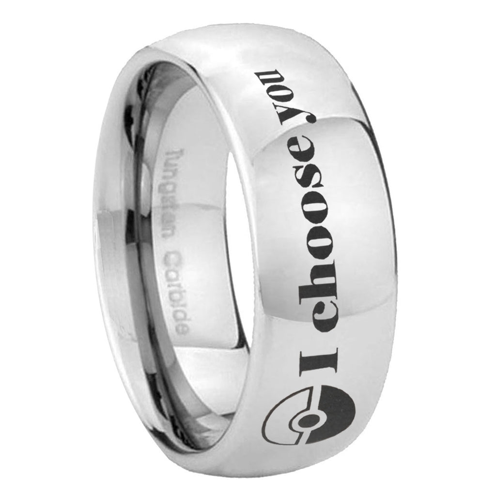 8MM Pokeball Pokemon Dome Polish Silver Tungsten Wedding Band