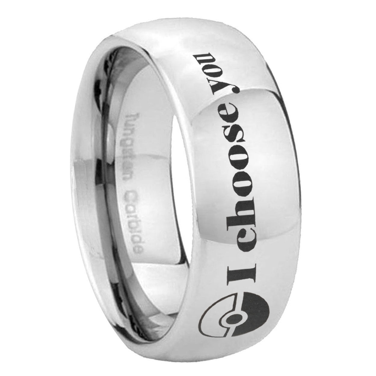 8MM Pokeball Pokemon Dome Polish Silver Tungsten Wedding Band