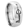 8MM kingdom heart keyblades Dome Polish Silver Tungsten Wedding Band