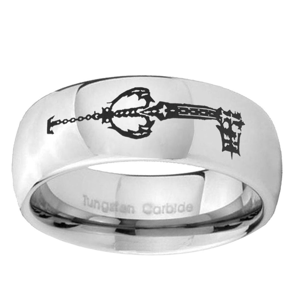 5MM kingdom heart keyblades Dome Polish Silver Tungsten Wedding Band