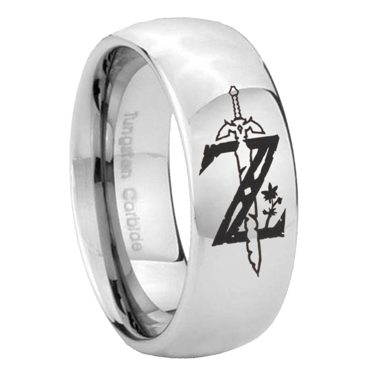 8MM Zelda Breath Of The Wild Dome Polish Silver Tungsten Wedding Band
