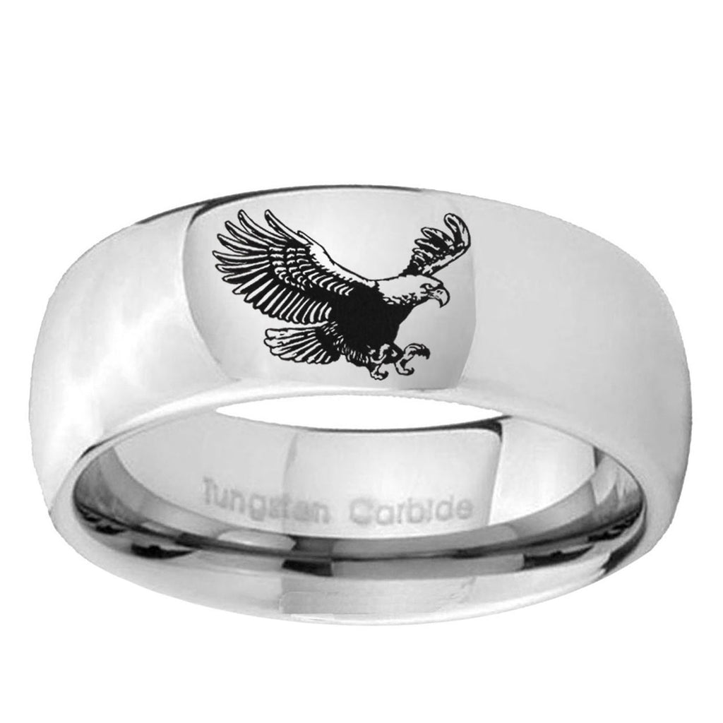5MM Flying American Eagle Dome Polish Silver Tungsten Wedding Band