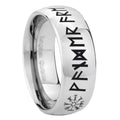 8MM Viking Dome Polish Silver Tungsten Wedding Band