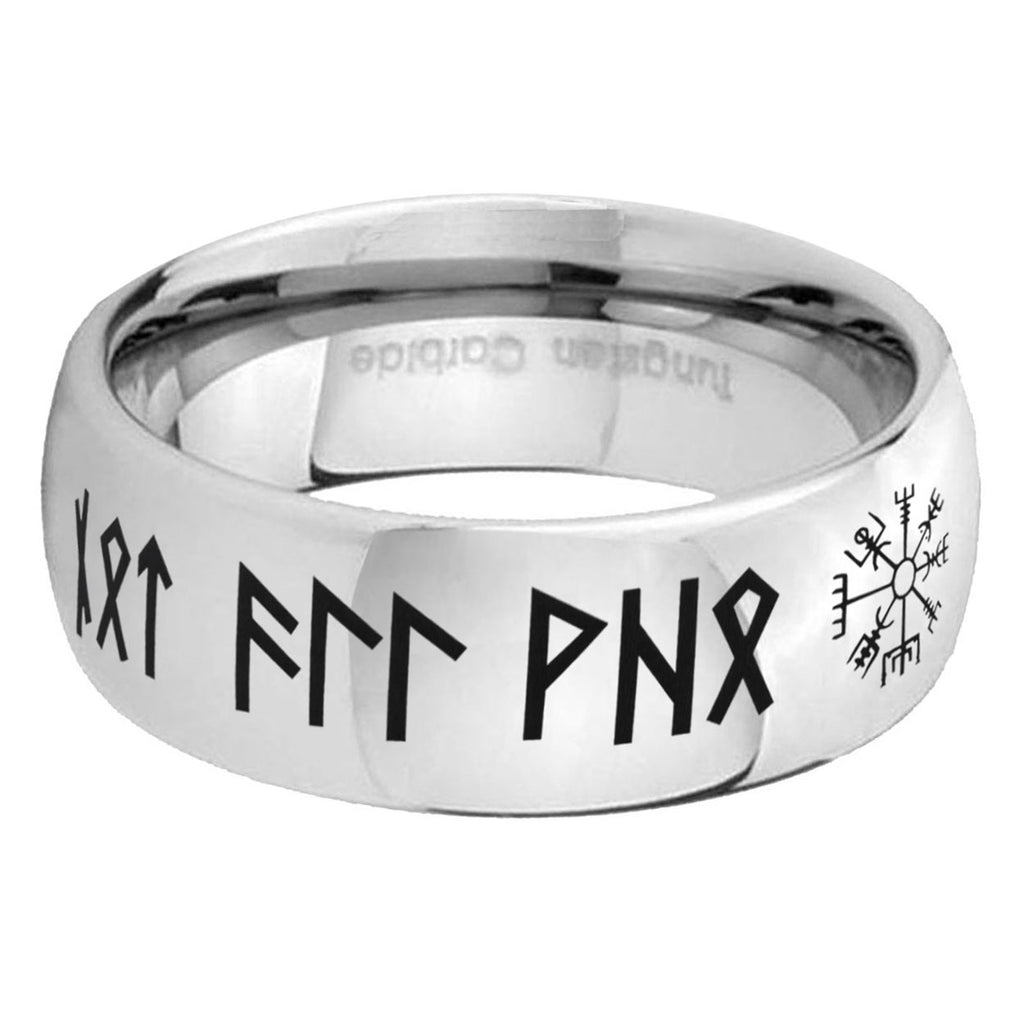 5MM Viking Dome Polish Silver Tungsten Wedding Band