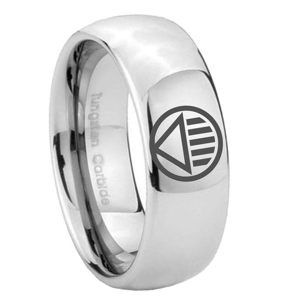 8mm Black Lantern Dome Polish Silver Tungsten Promise Rings