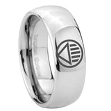 8mm Black Lantern Dome Polish Silver Tungsten Promise Rings