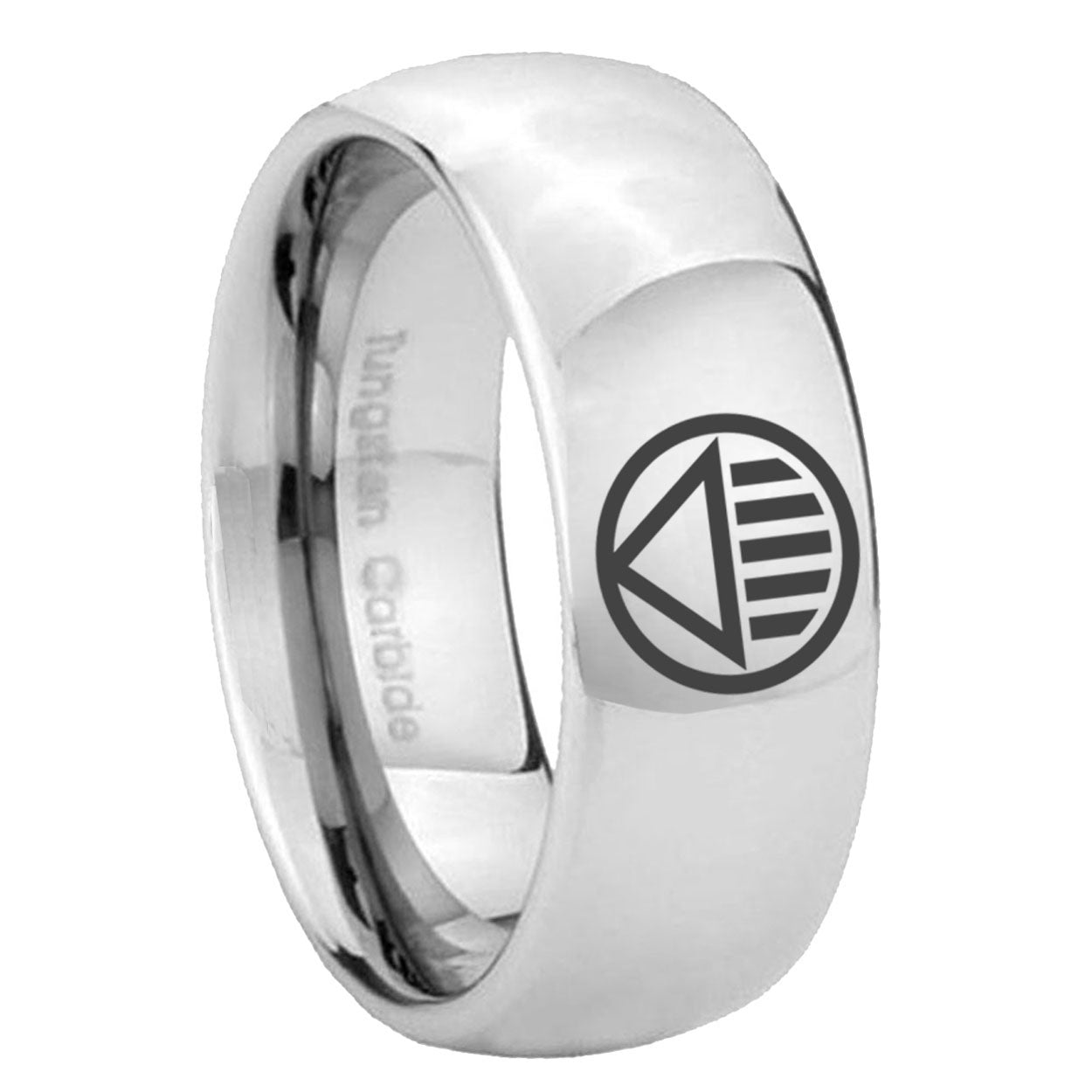 8MM Black Lantern Dome Polish Silver Tungsten Mens Wedding Ring