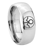 8mm Gray Lantern Dome Polish Silver Mens Work Wedding Rings