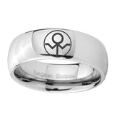 5, 8mm Gray Lantern Dome Polish Silver Mens Work Wedding Rings