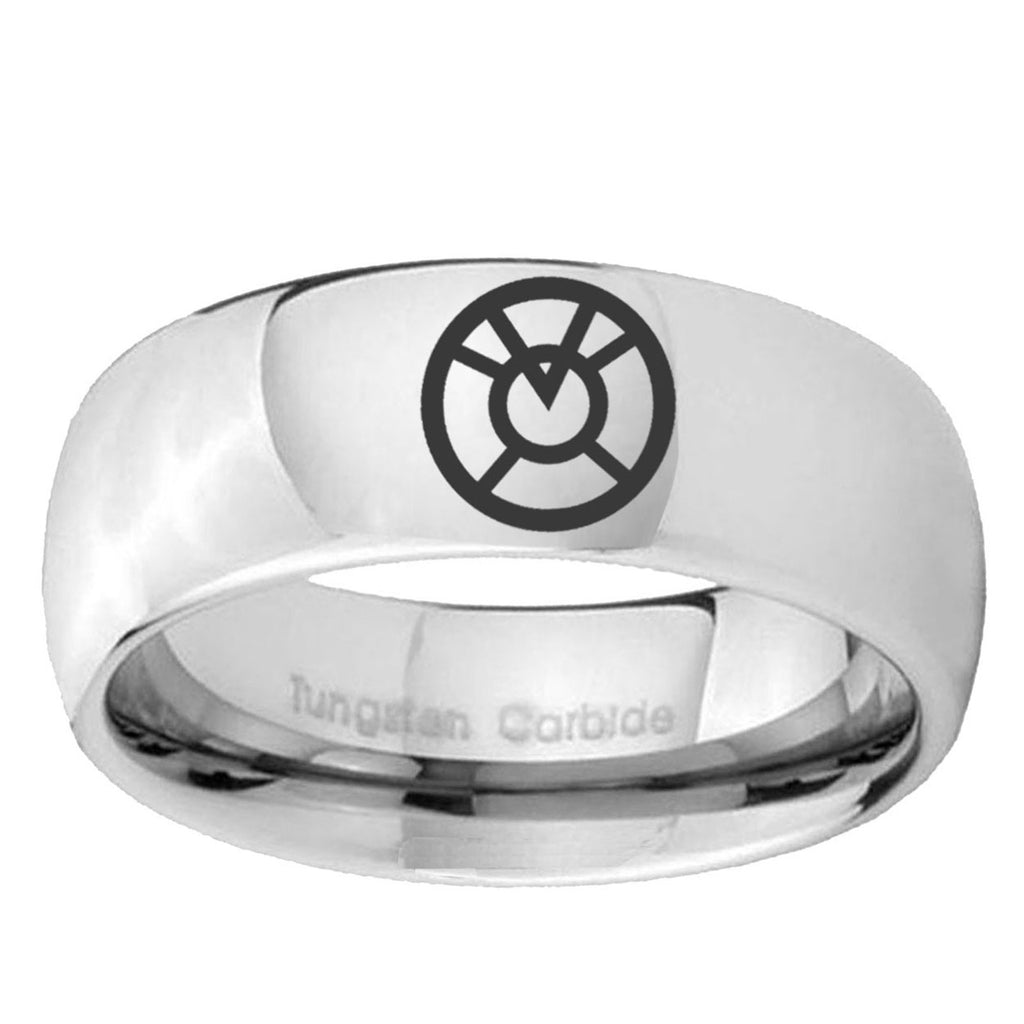 5MM Orange lantern Dome Polish Silver Tungsten Wedding Band