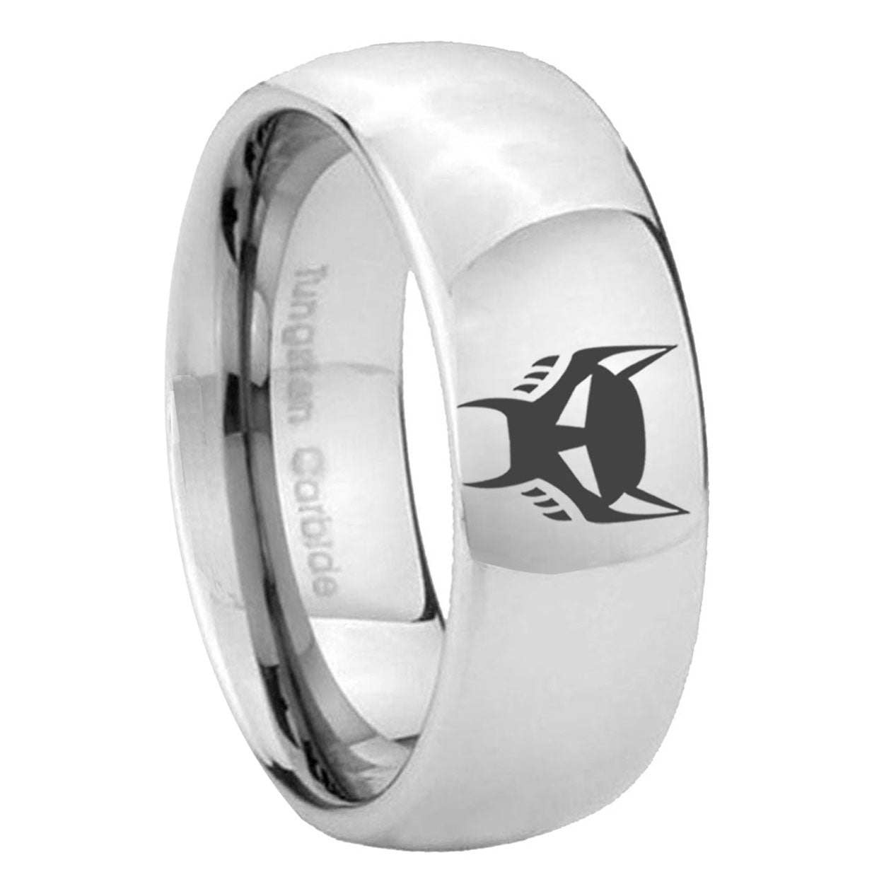 8MM Transformers Maximal Dome Polish Silver Tungsten Wedding Band