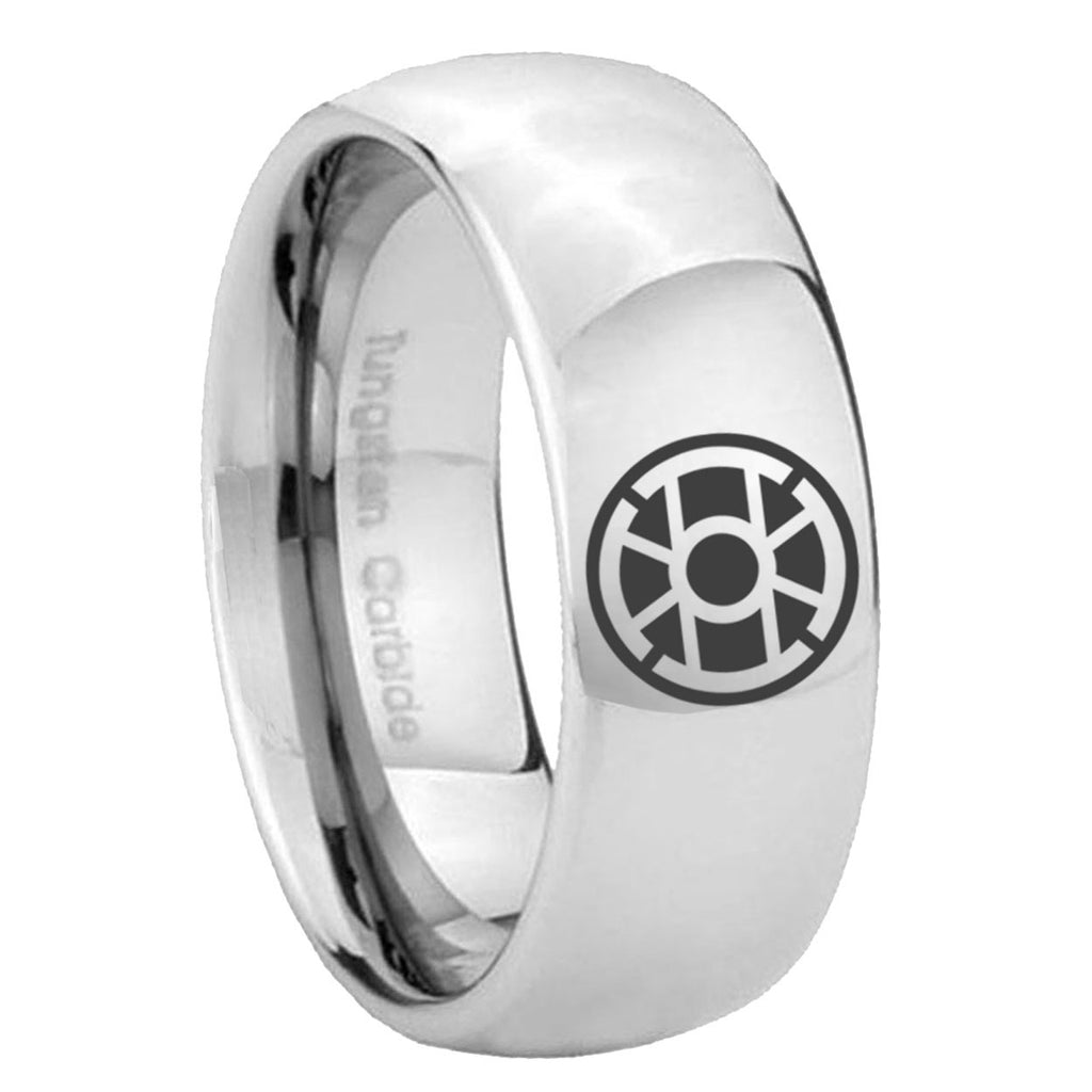 8MM Gold Lantern Dome Polish Silver Tungsten Wedding Band