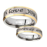 10mm-I-Love-You-Forever-and-ever-Step-Edges-Gold-2-Tone-Tungsten-Engraved-Ring