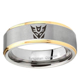 5, 8mm Decepticon Transformers Step Edge Gold 2 Tone Tungsten Ring
