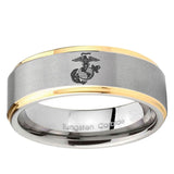 5, 8mm Marine Step Edge Gold 2 Tone Tungsten Ring