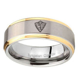 8mm-CTR-Step-Edges-Gold-2-Tone-Tungsten-Carbide-Mens-Ring-Engraved