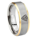 10mm CTR Step Edges Gold 2 Tone Tungsten Carbide Wedding Band Mens