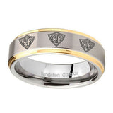 10mm-Multiple-CTR-Step-Edges-Gold-2-Tone-Tungsten-Carbide-Men's-Band-Ring