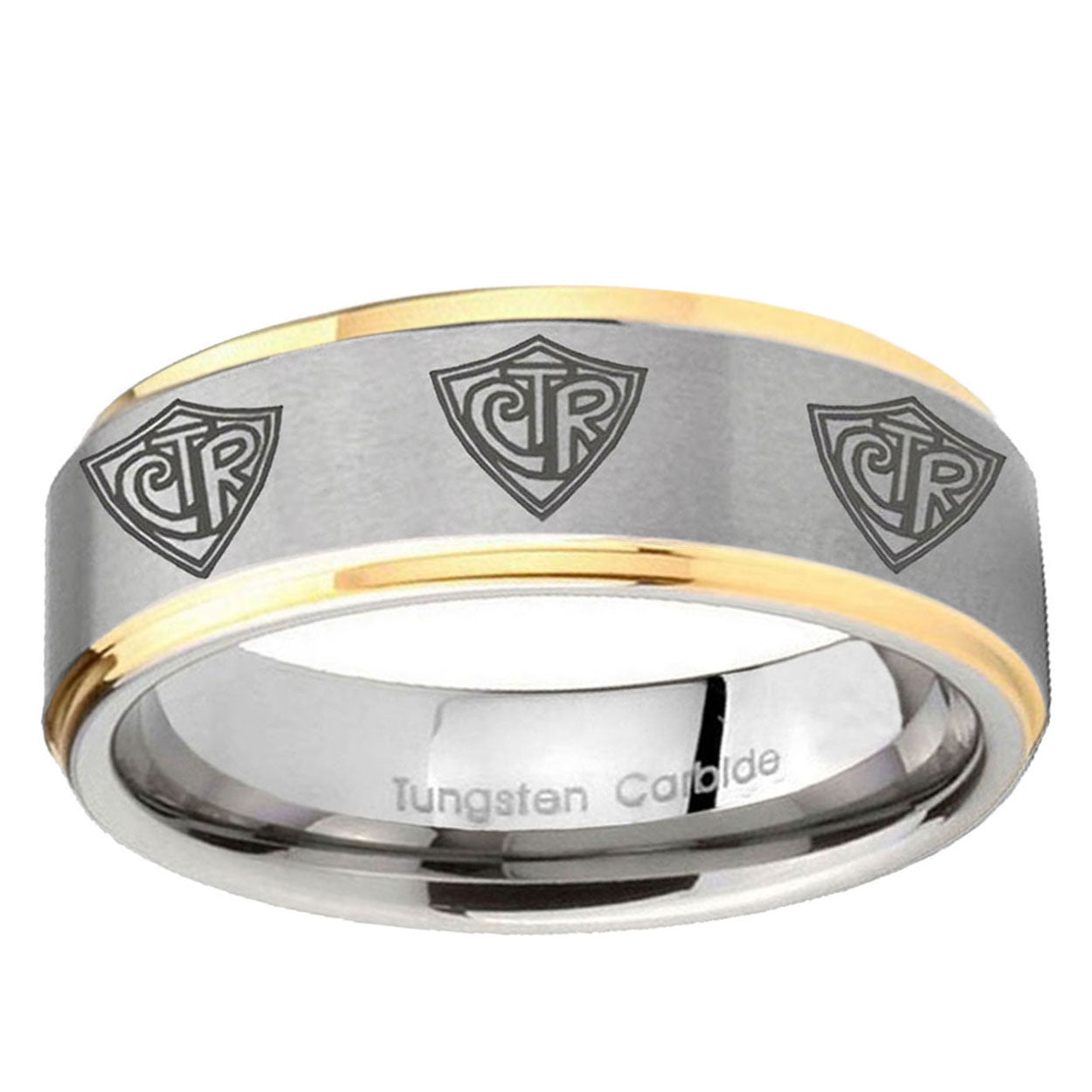5mm Multiple CTR Step Edges Gold 2 Tone Tungsten Band