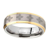 10mm-Multiple-Crosses-Step-Edges-Gold-2-Tone-Tungsten-Mens-Engagement-Band