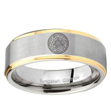 5, 8mm Seal of Seven Archangel Step Edge Gold and Gray Cobalt Ring