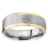5, 8mm Tetragrammaton Spiritual Kabbalah Step Edge Gold and Gray Cobalt Ring