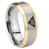 10mm-Masonic-32-Triangle-Design-Freemason-Step-Edges-Gold-2-Tone-Tungsten-Carbide-Mens-Ring
