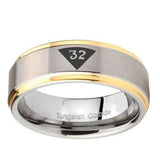 10mm-Masonic-32-Triangle-Design-Freemason-Step-Edges-Gold-2-Tone-Tungsten-Carbide-Mens-Ring