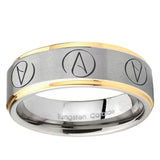 10mm Atheist Design Step Edge Gold 2 Tone Tungsten Promise Ring