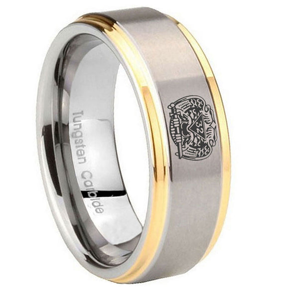 10mm-Masonic-32-Degree-Freemason-Step-Edges-Gold-2-Tone-Tungsten-Carbide-Mens-Ring