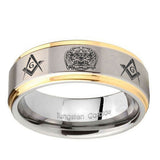 10mm-Masonic-32-Design-Step-Edges-Gold-2-Tone-Tungsten-Wedding-Engagement-Ring