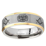 5, 8mm Masonic 32 Design Step Edge Gold 2 Tone Tungsten Wedding Engraving Ring
