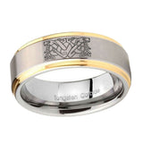 8mm-Celtic-Dog-Step-Edges-Gold-2-Tone-Tungsten-Carbide-Mens-Ring