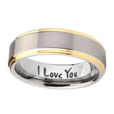 8mm-I-Love-You-Step-Edges-Gold-2-Tone-Tungsten-Carbide-Mens-Promise-Ring