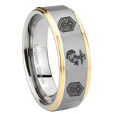 10mm Marine Chief Master Sergeant Step Edges Gold 2 Tone Tungsten Custom Ring for Men