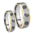 Marine Chief Master Sergeant Step Edges Gold 2 Tone Tungsten Couple Wedding Rings