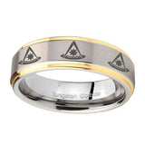 10mm-Multiple-Pester-Master-Masonic-Step-Edges-Gold-2-Tone-Tungsten-Bands-Ring