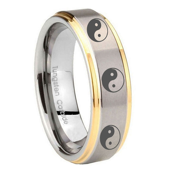 8mm-Multiple-Yin-Yang-Step-Edges-Gold-2-Tone-Tungsten-Carbide-Wedding-Band-Mens